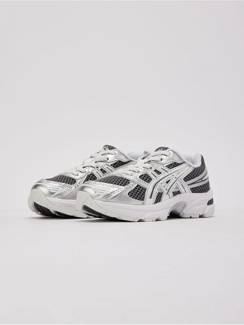 ASICS Kids' Silver and Gray Mesh Sneakers